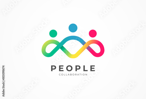 People logo design, Community human Logo with gradient color, people logo design template design element, vector illustration