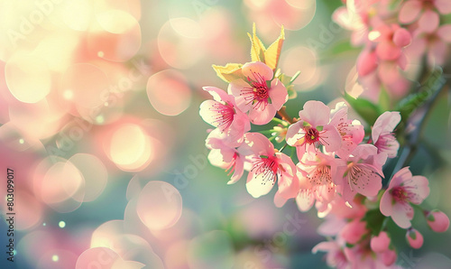 Spring Blossom - A Vibrant Display of  Colorful Flowers  with Bokeh Background © Aris