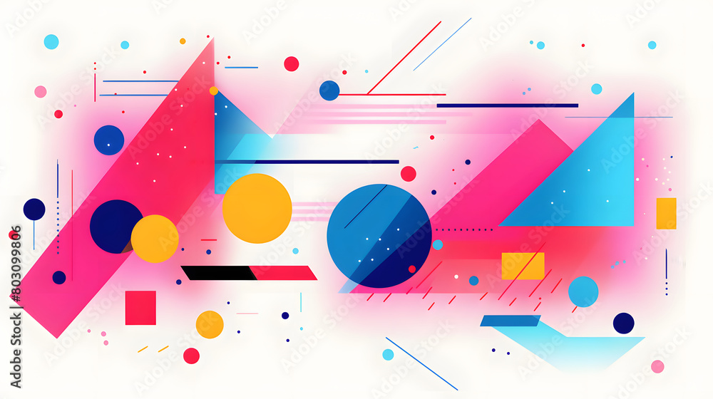 Obraz premium Digital abstract color block geometric pattern graphic poster background