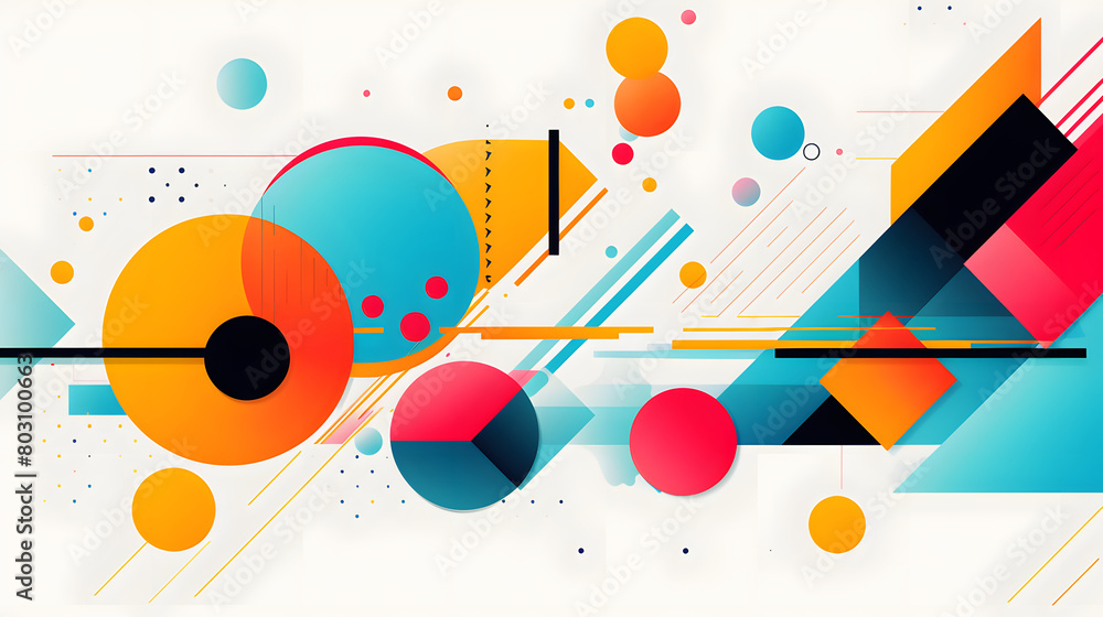 Obraz premium Digital abstract color block geometric pattern graphic poster background