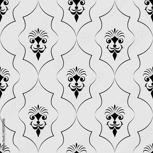 seamless botanical pattern of painted oriental motifs 
