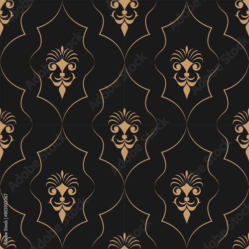 seamless botanical pattern of painted oriental motifs 