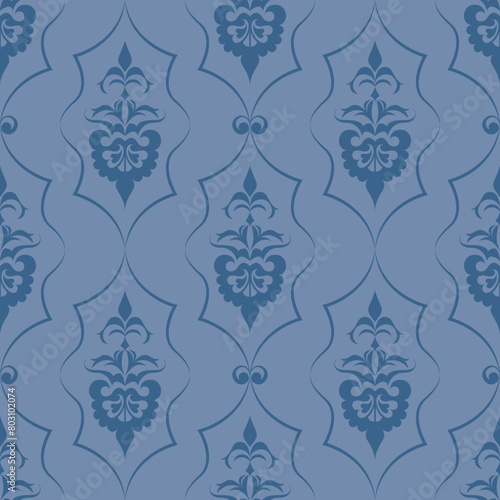 seamless botanical pattern of painted oriental motifs 