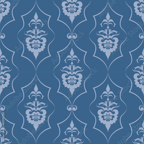 seamless botanical pattern of painted oriental motifs 