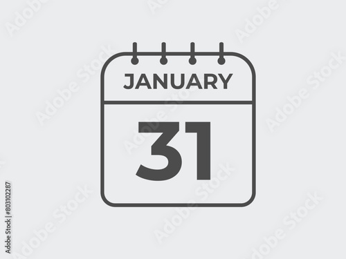 january 31 calendar reminder. 31 january daily calendar icon template. Calendar 31 january icon Design template. Vector illustration
