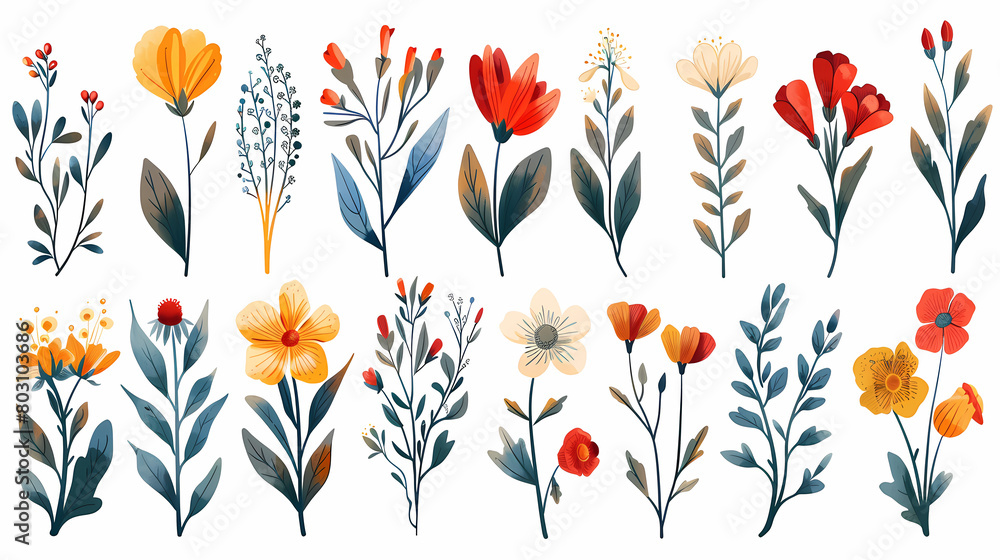 Obraz premium ในภาพประกอบดอกไม้ในฤดูใบไม้ผลิ ดอกทิวลิปพลิ้วไหวตามสายลมอ่อนโยน แบ่งท้องฟ้าร่วมกับผีเสื้อ