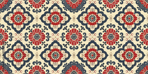 Japanese Floral Clouds Seamless Pattern:  A traditional Japanese pattern 