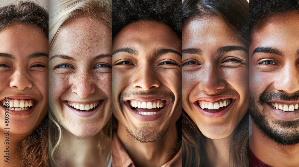 Close-up of multi-ethnic group laughing. Perfect for themes of friendship and joy in campaigns and social media. Close-up of multi-ethnic group laughing. Perfect for themes of friendship and joy in campaigns and social media.