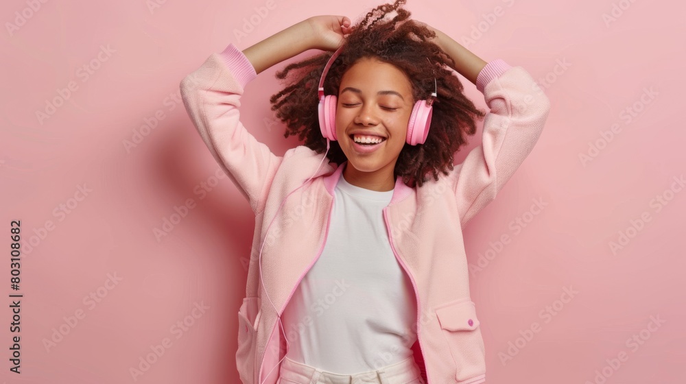 Naklejka premium Joyful Woman Enjoying Music