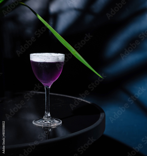 Elegant purple cocktail on dark background
