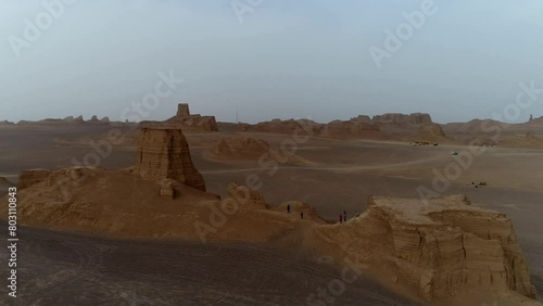 Rock clots and yardangs in Lut Plain, Kerman, Shahdad, Iran High resolution and quality aerial footage. photo