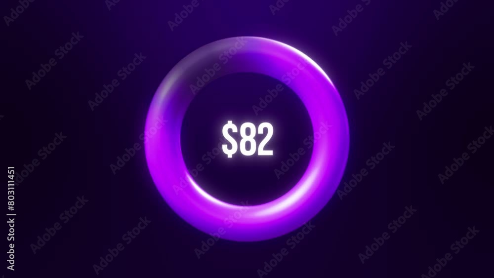 hundred dollars infograghic circle purple neon glowing sign, money increasing hundred dollars infograghic circle purple neon glowing sign, money increasing