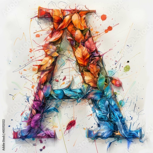Abstract Art: Vibrant "A" Letter Painting