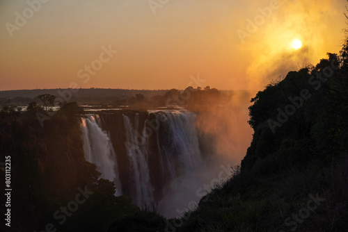 Victoria Falls in the sunrise  Zimbabwe