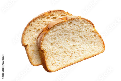 Freshly Sliced White Bread Isolated on White and Transparent Background