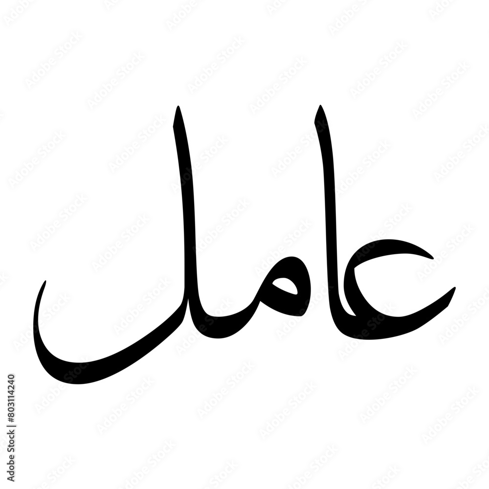 Fototapeta premium Amil Muslim Boy Name Sulus Font Arabic Calligraphy