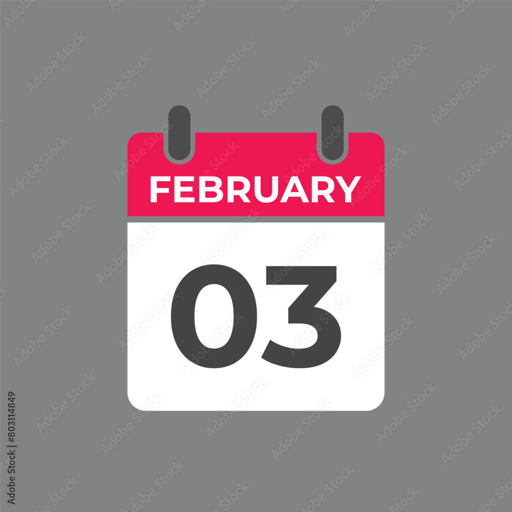 February 3 calendar reminder. 3 February daily calendar icon template. Calendar 3 February icon Design template. Vector illustration
February 3 calendar reminder. 3 February daily calendar icon template. Calendar 3 February icon Design template. Vector illustration