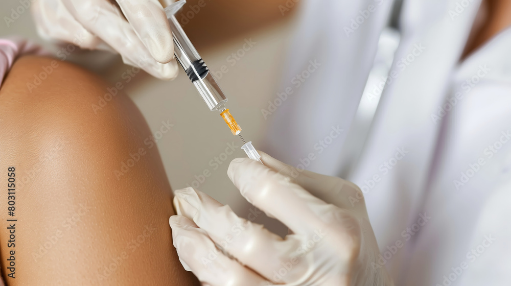 a patient being vaccinated by a doctor a patient being vaccinated by a doctor