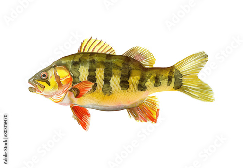 perch fish watercolor digital painting good quality