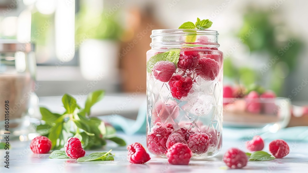 Glass of raspberry smoothie on white table, Generative AI, Glass of raspberry smoothie on white table, Generative AI,