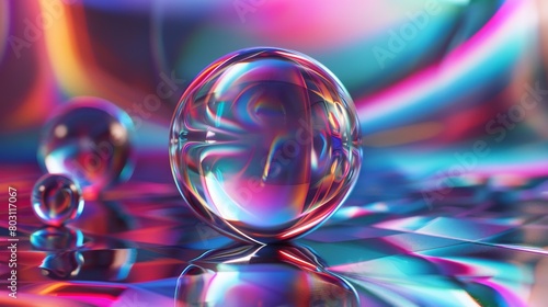 Variant Refraction of Chrome and Glass Material Abstract Background Collection