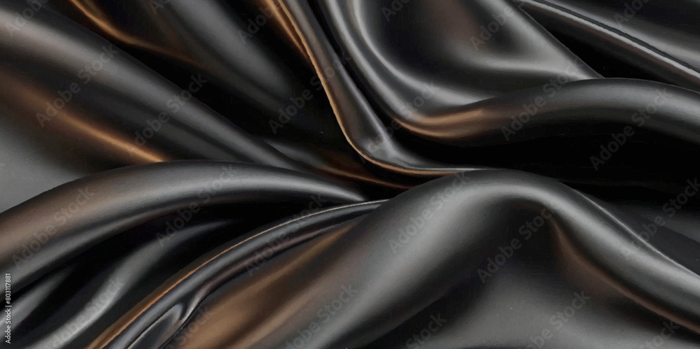 Luxurious black smooth silk or satin texture background. Black silk wave and curve background.
Luxurious black smooth silk or satin texture background. Black silk wave and curve background.