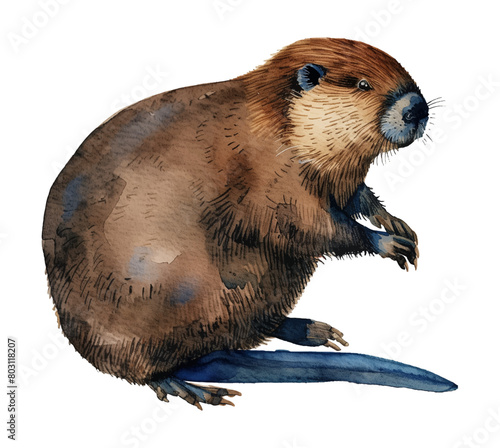 beaver watercolor digital painting good quality