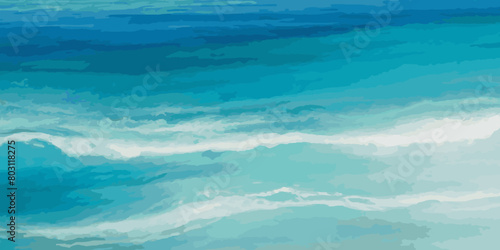 Sea water ocean wave vector background. Blue water ocean sea wave seamless background. Water  ocean wave white and soft blue aqua, teal texture. © Vactor Viky