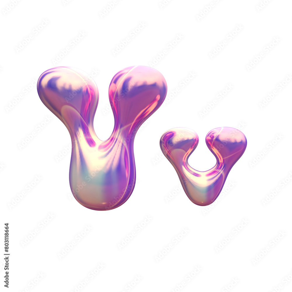 Purple blue plastic 3D balloon bubble letter V v, latex glossy texture Purple blue plastic 3D balloon bubble letter V v, latex glossy texture