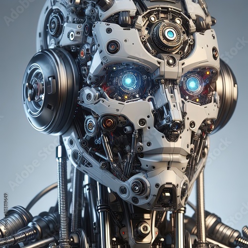 Robot hade isolated mechanics face