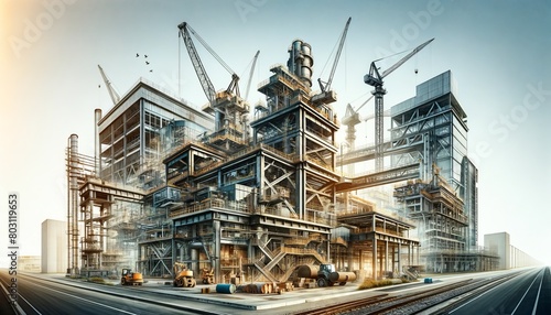 Modern Industrial Complex Under Construction 