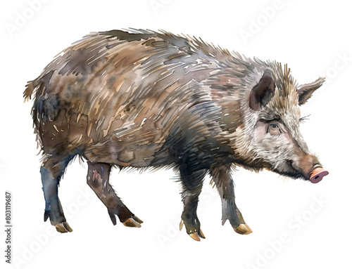 wild boar watercolor digital painting good quality