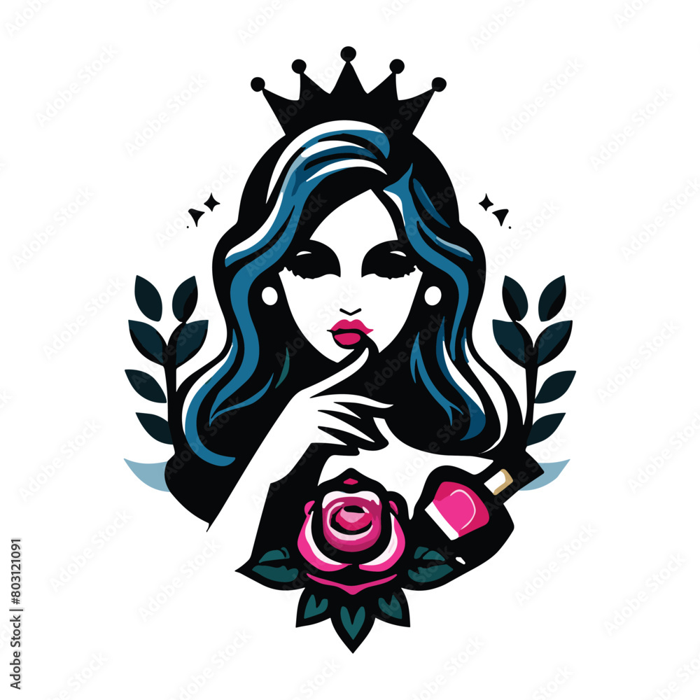 Queen Face Beauty feminine woman face spa salon logo vector