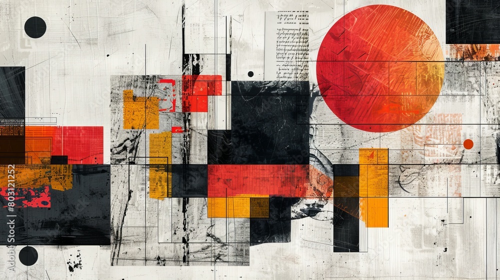 Fototapeta premium Minimalist Art Mixed Media: An illustration of minimalist mixed media art