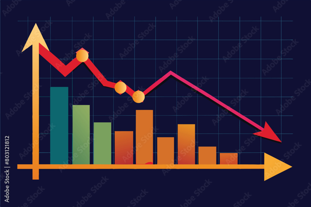 Fototapeta premium Share price decrease vector illustration