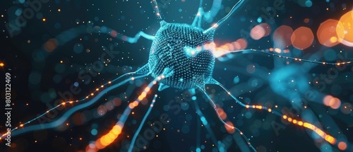 Macro shot of a synthetic neuron, artificial intelligence mimicking human brain photo