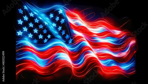 Vibrant Neon American Flag