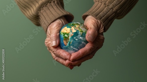 Hands cradling a small Earth