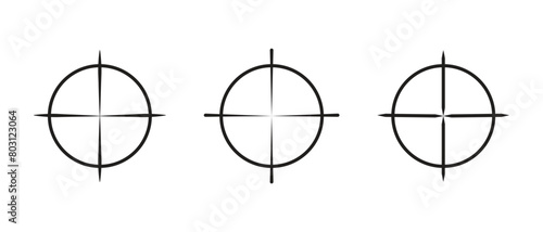 A set of cross-hairs pistol sights templates. Bullseye target or reticle.