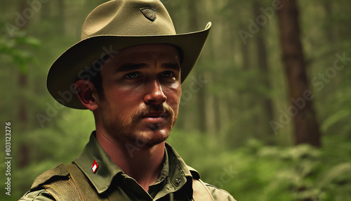 World Ranger Day. July 31st. The concept of the holiday. Ranger in nature