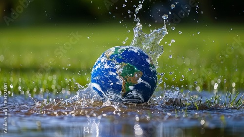 Saving water and world environmental protection concept. Eearth  globe  ecology  nature  planet concepts created by ai