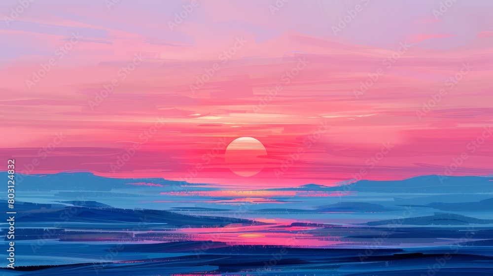 Minimalist Nature Sunrise: An illustration of a minimalist sunrise Minimalist Nature Sunrise: An illustration of a minimalist sunrise