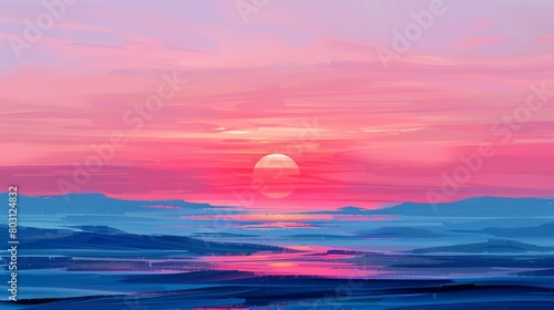 Minimalist Nature Sunrise  An illustration of a minimalist sunrise