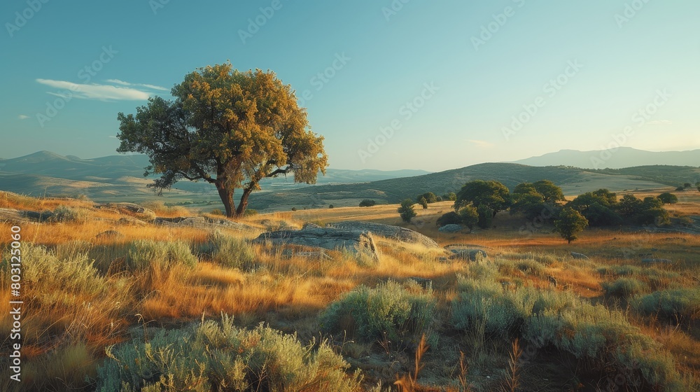 Fototapeta premium Minimalist Nature Wilderness: A photo capturing the minimalist beauty of a wilderness area