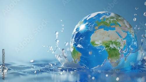 Saving water and world environmental protection concept. Eearth, globe, ecology, nature, planet concepts created by ai