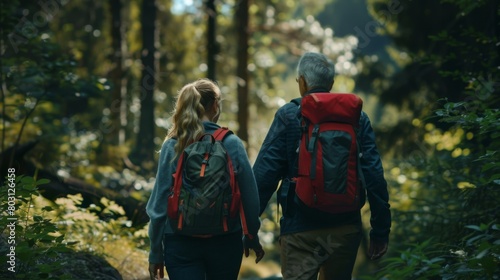 Wallpaper Mural A Couple Hiking in Forest Torontodigital.ca
