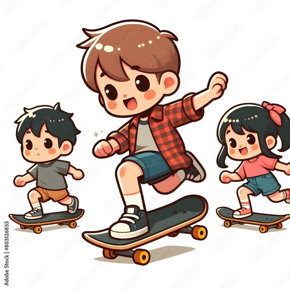 child on skateboard. Generative AI