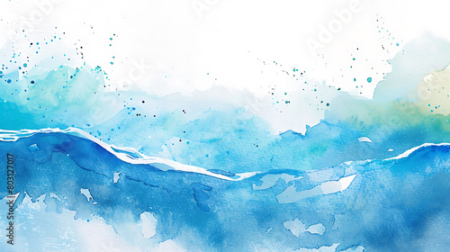 Watercolor, cyan, water wave, background material photo