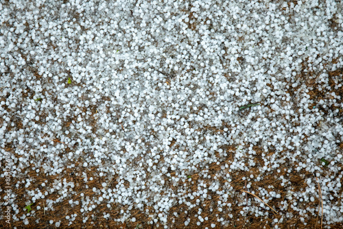 Small Hail on Door Mat: Winter Weather at Home