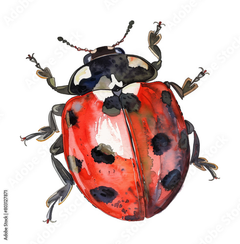 lady bug watercolor digital painting good quality